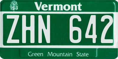 VT license plate ZHN642