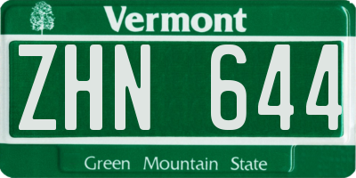 VT license plate ZHN644