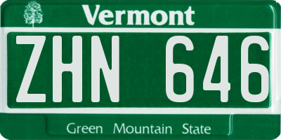 VT license plate ZHN646