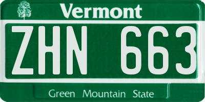 VT license plate ZHN663