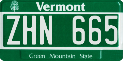 VT license plate ZHN665