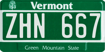 VT license plate ZHN667