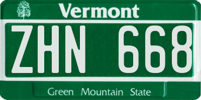 VT license plate ZHN668
