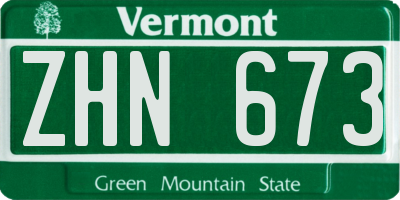 VT license plate ZHN673
