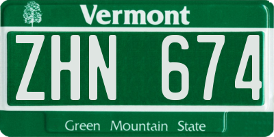 VT license plate ZHN674