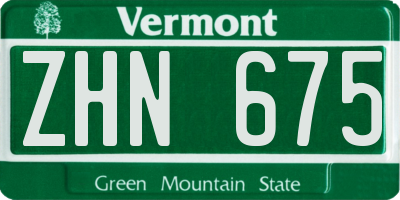 VT license plate ZHN675