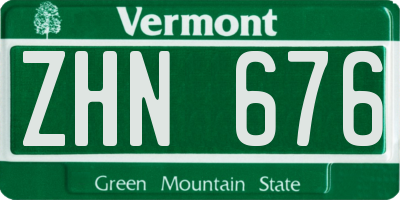 VT license plate ZHN676