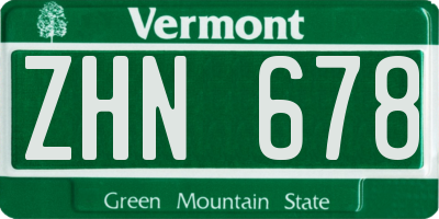 VT license plate ZHN678
