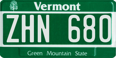 VT license plate ZHN680