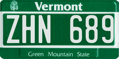 VT license plate ZHN689