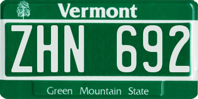 VT license plate ZHN692