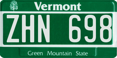 VT license plate ZHN698