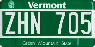 VT license plate ZHN705