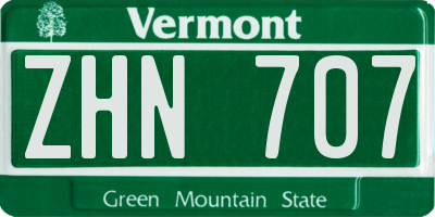 VT license plate ZHN707
