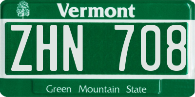 VT license plate ZHN708