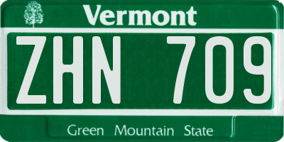 VT license plate ZHN709