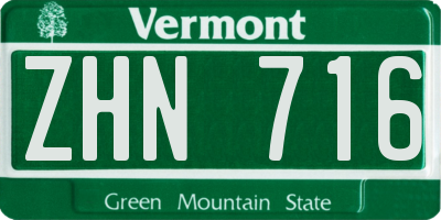 VT license plate ZHN716