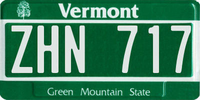 VT license plate ZHN717