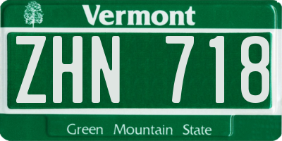 VT license plate ZHN718