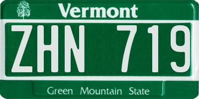 VT license plate ZHN719