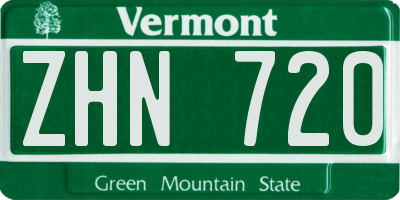 VT license plate ZHN720