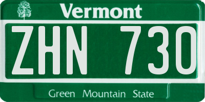 VT license plate ZHN730