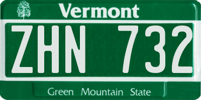 VT license plate ZHN732