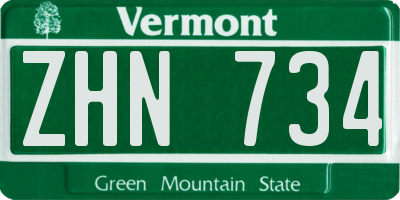 VT license plate ZHN734