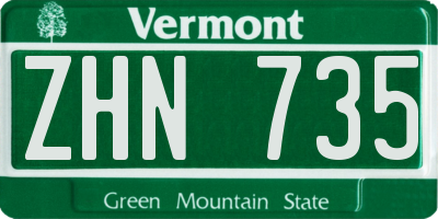 VT license plate ZHN735