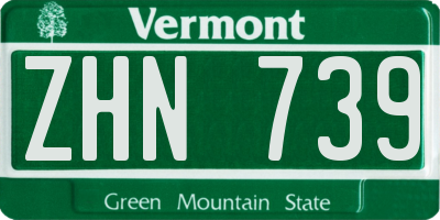 VT license plate ZHN739
