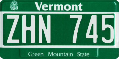 VT license plate ZHN745