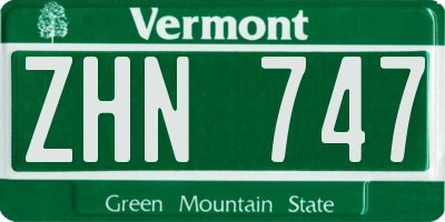VT license plate ZHN747