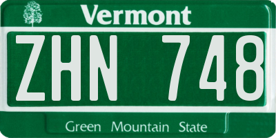 VT license plate ZHN748