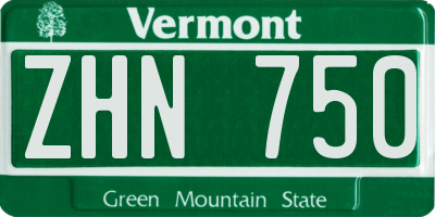 VT license plate ZHN750
