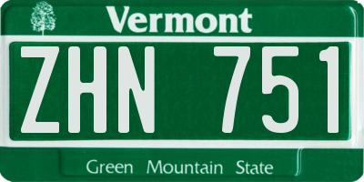VT license plate ZHN751
