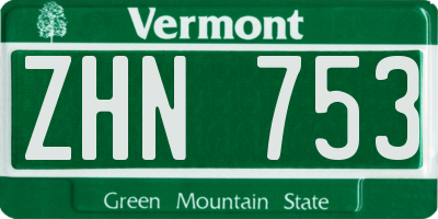 VT license plate ZHN753