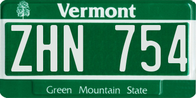 VT license plate ZHN754