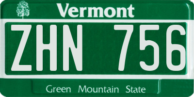 VT license plate ZHN756