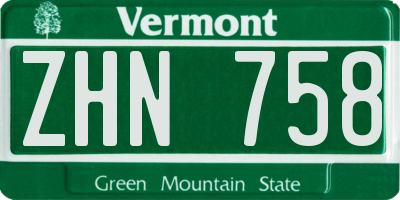 VT license plate ZHN758