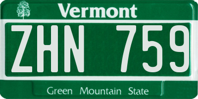 VT license plate ZHN759