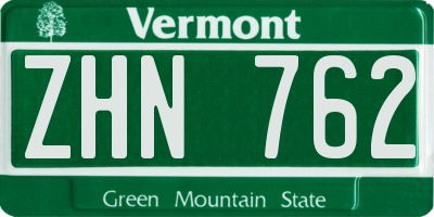 VT license plate ZHN762