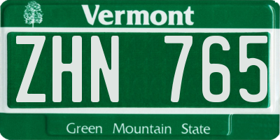 VT license plate ZHN765