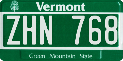 VT license plate ZHN768