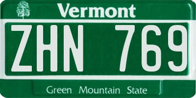 VT license plate ZHN769