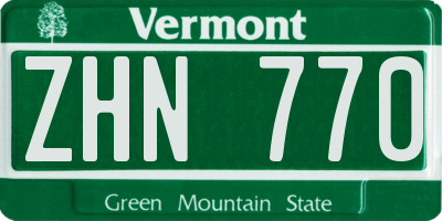 VT license plate ZHN770