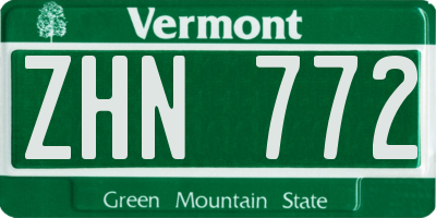 VT license plate ZHN772