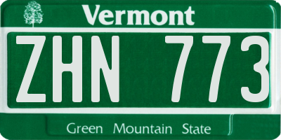 VT license plate ZHN773
