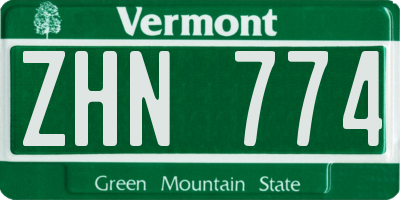 VT license plate ZHN774