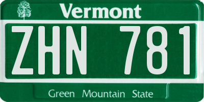 VT license plate ZHN781