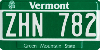 VT license plate ZHN782